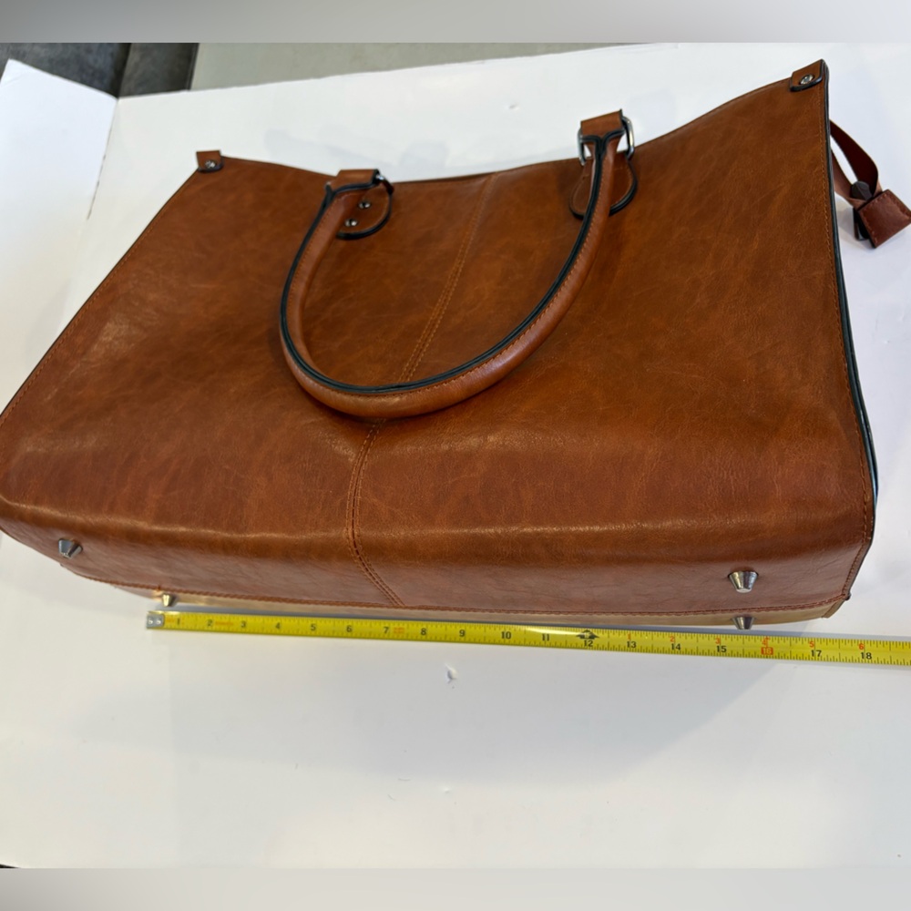 Stylish Tan Leather Briefcase Tote Bag Lovevook Brand